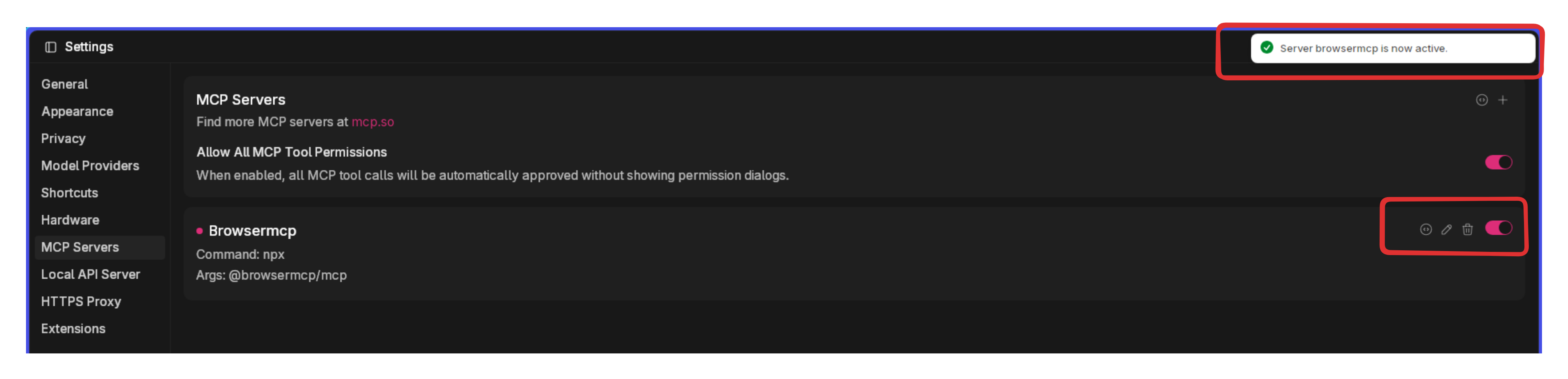Server Confirmation